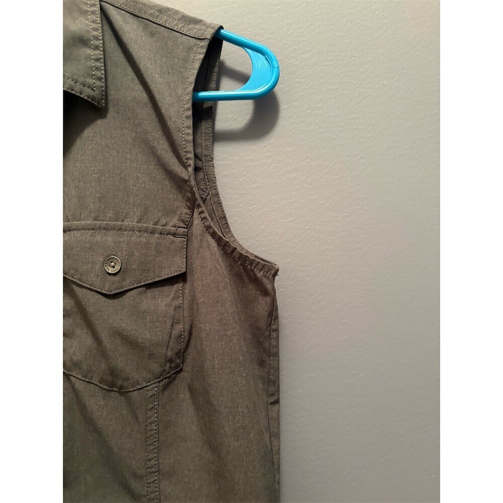 Eddie Bauer Blouse Womens Size S Dark Gray Sleeveless Button Front Pockets - Picture 4 of 9